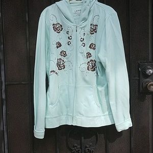 Izod hoodie with brown stitched flowers